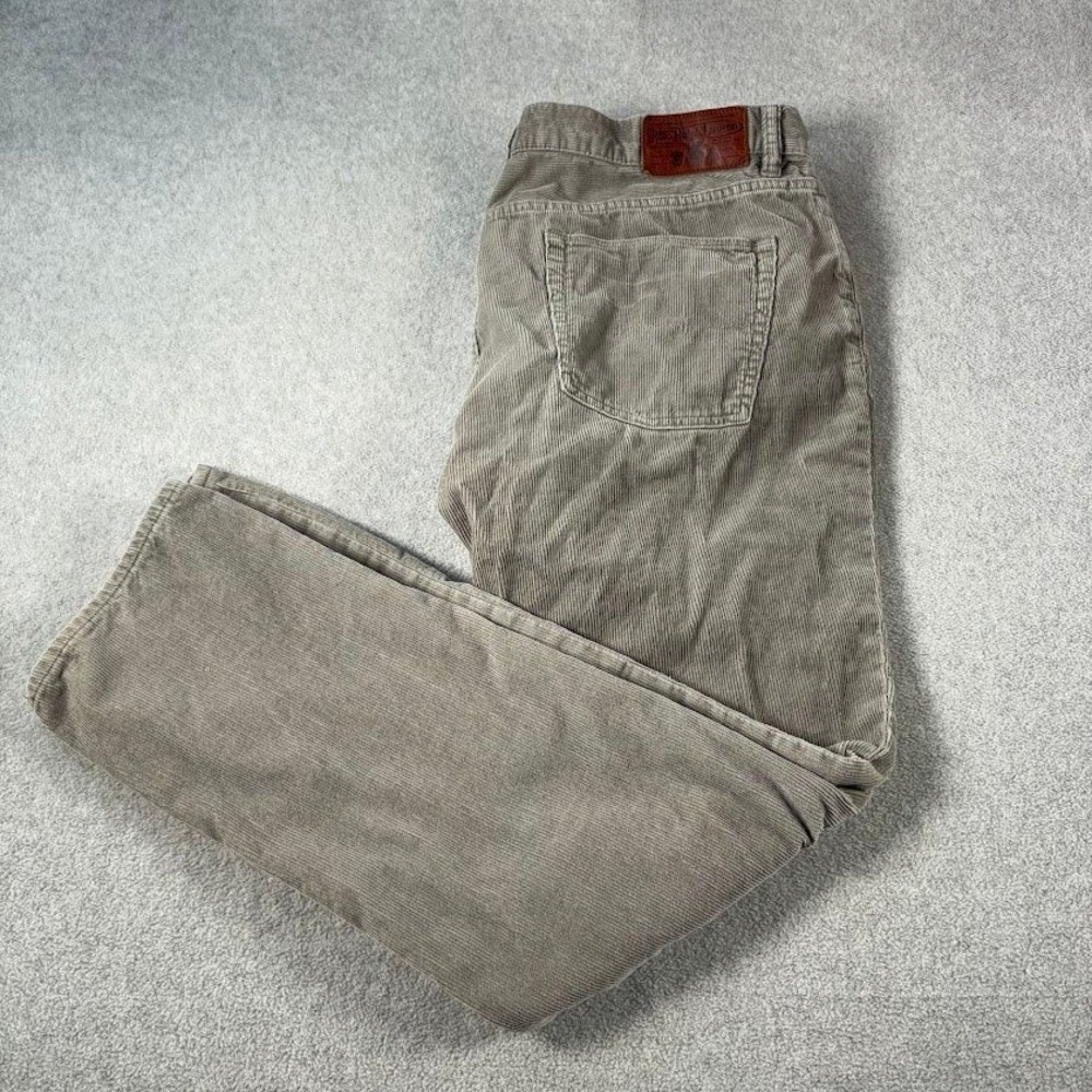 Polo Ralph Lauren Corduroy Pants Mens 36x30 Gray Solid Straight Leg Fine Wale